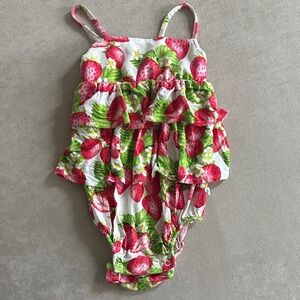 ⭐️2/$20⭐️ Posh Peanut Strawberry Print Baby Romper